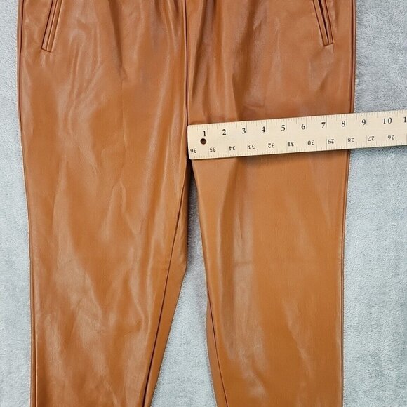 INC International Concepts Faux Leather Jogger Womens S Brown High Rise Pull On - Picture 8 of 10